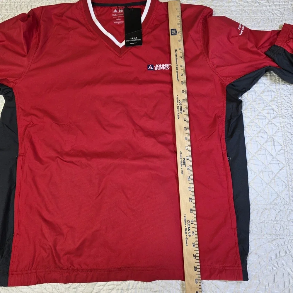 Adidas Golf ClimaProof Wind Jacket‎ Mens Large Red V-Neck Pullover Logo